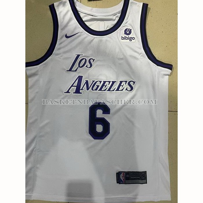 Maillot Los Angeles Lakers LeBron James NO 6 Ville 2022-23 Blanc